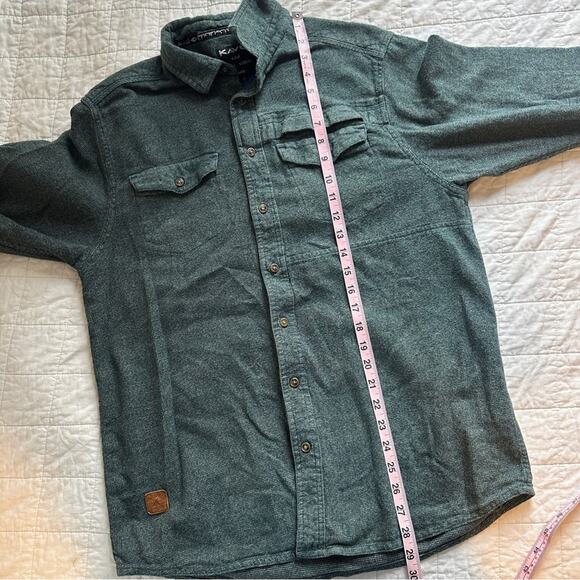 Kavu Flannel Shirt Mens Large Silverton Button Down Plaid Knit Green Large - Picture 9 of 10